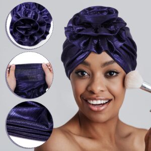 Hanaive 6 Pieces Women African Turban Flower Knot Headwrap Colorful African Hats Wrap Caps Bonnet Elastic Head Wraps for Black Women Friends