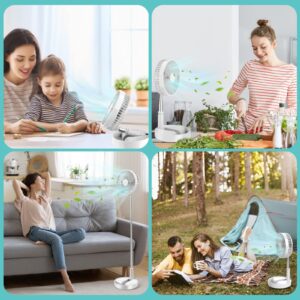 QUALORI Fan Collapsible Fan for Traveling Portable Foldaway Fan Rechargeable Portable Folding Travel Fans Portable Pedestal Standing Fan Foldable Travel with 7200Mah Battery for Bedroom Home Office