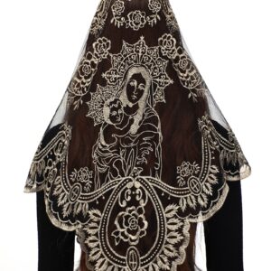 Bozidol Church Veil Lace Mantilla - Triangle Virgin Mary Head Covering Spanish Veil for Women