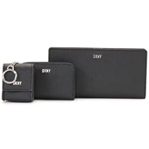 DKNY Women's Casual Phoenix 3 in 1 Box Set Classic Wallet, Black/Silver, One Size