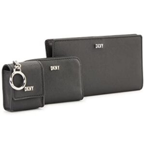 DKNY Women's Casual Phoenix 3 in 1 Box Set Classic Wallet, Black/Silver, One Size