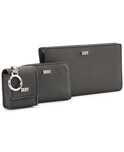 DKNY Women's Casual Phoenix 3 in 1 Box Set Classic Wallet, Black/Silver, One Size