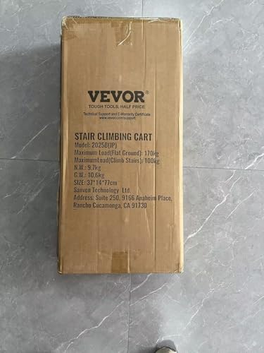 VEVOR Stair Climbing Hand Truck, Heavy-Duty Hand Cart Dolly 375 lbs Load Capacity, Foldable Stair Climber Hand Trucks with Adjustable Handle, All Terrain Cart for Stairs with 10 Wheels