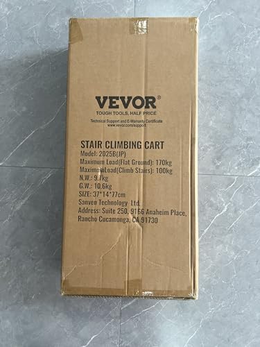 VEVOR Stair Climbing Hand Truck, Heavy-Duty Hand Cart Dolly 375 lbs Load Capacity, Foldable Stair Climber Hand Trucks with Adjustable Handle, All Terrain Cart for Stairs with 10 Wheels