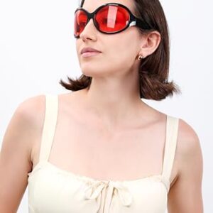 FEISEDY Oversized Trendy Sunglasses Classic Oval Wrap Around Stylish Big Frame Shade Women Glasses B2391