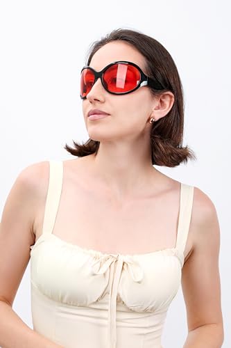 FEISEDY Oversized Trendy Sunglasses Classic Oval Wrap Around Stylish Big Frame Shade Women Glasses B2391