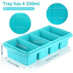 Ztomine Silicone Freezer Tray With Lid - Silicone Freezer Food Molds- Large Ice Cube Tray,Silicone Freezer Container,Freeze & Store Soup, Sauce, Broth,Leftovers - Makes 4 Perfect 1 Cup