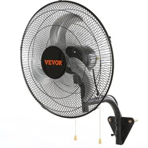 vevor 18 inch wall mount fan oscillating, 3-speed high velocity max. 4000 cfm industrial wall fan for indoor, commercial, residential, warehouse, greenhouse, workshop, basement, black, etl listed