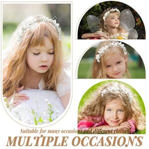 Yinder 3 Pcs Flower Headpiece Hair Accessories for Wedding Flower Headband Flower Crown Floral Tiara Rhinestone Pearl Headband for First Communion Prom(Silver)