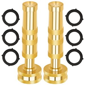 AUTOMAN Brass Hose Nozzle – High Pressure Jet Nozzles 2 Pack, Heavy Duty Sprayer for Garden Hoses, Adjustable Spray Gun, Solid Twist Water Hose Nozzle for Patio, Lawn, Car Wash, Extra 6 Rubber Washers