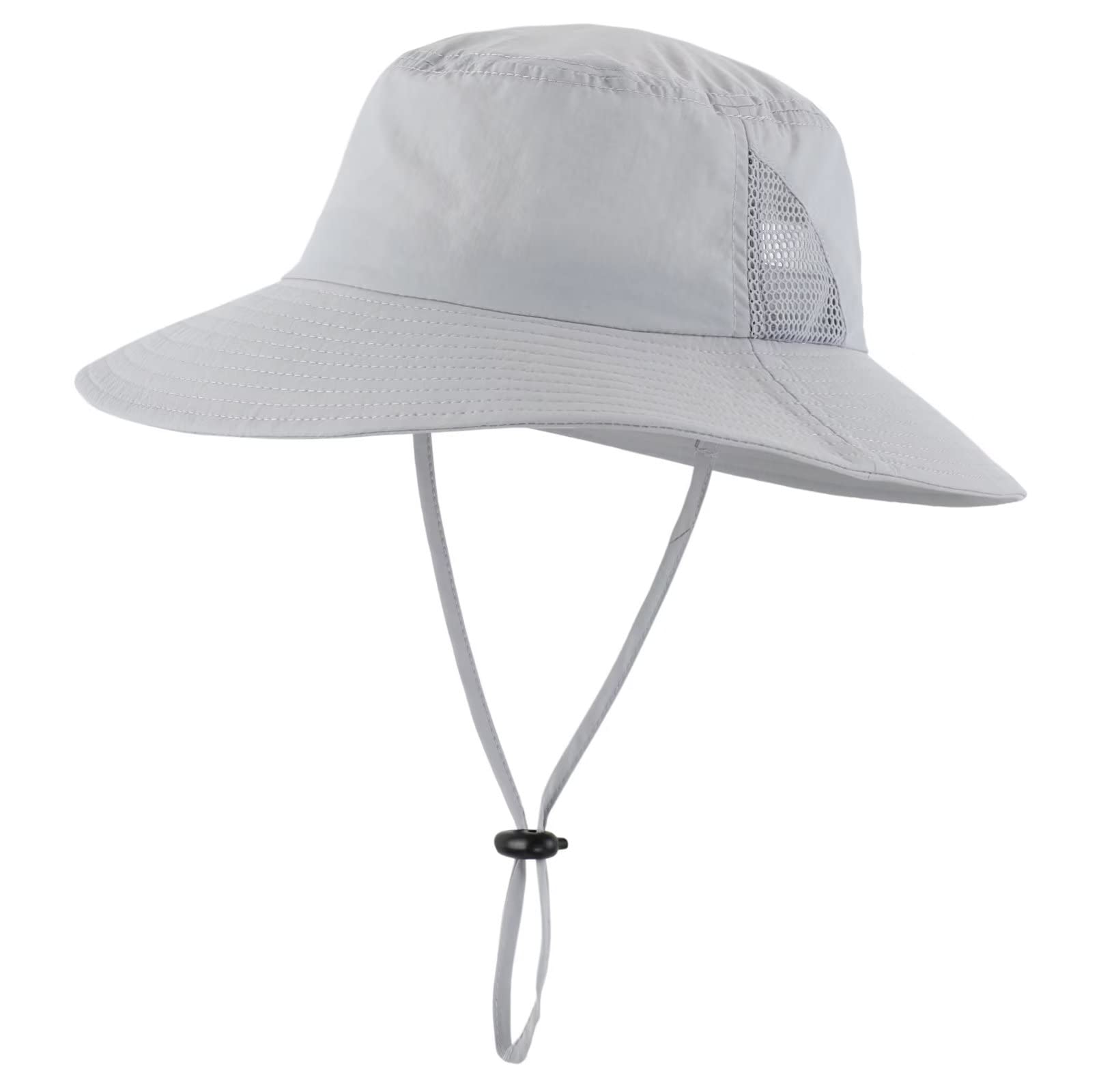 Connectyle Womens UPF 50+ Beach Sun Hat Nylon Bucket Fishing Hat with Ponytail Travle Hat Light Grey