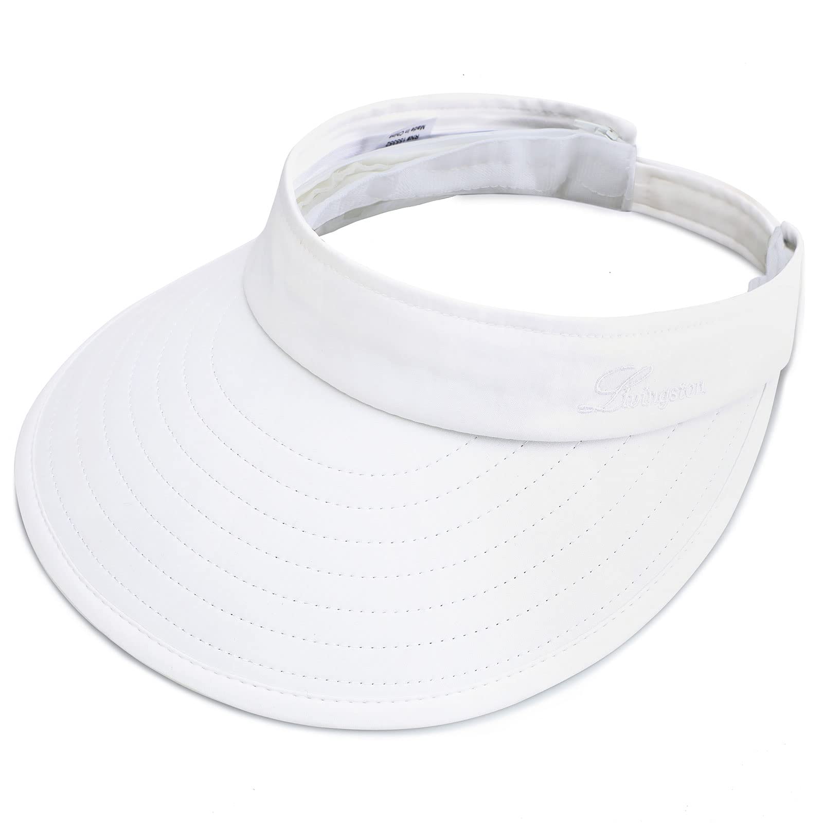 Sun Hat Womens Summer Beach Hats Wide Brim Packable Sun Visor with UV Protection Golf Hat with Ponytail Hole White Sunhat Cap