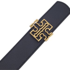 Tory Burch 141742 Britten Logo Black/Classic Tan With Gold Hardware 1.5 Inch Width Reversible Women's Belt (Large)