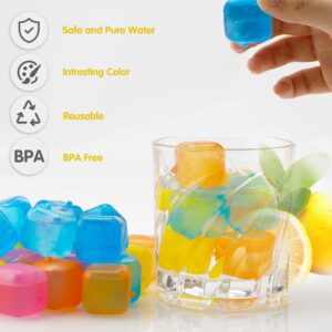 Reusable Ice Cube for Drinks, Square Plastic Ice Cubes 20 Pack, Refreezable Plastic Ice Cubes Without Diluting, Easy to Use Washable Non-Melting Fake Ice Cube for Coffee, Whiskey, Cocktails, Colorful