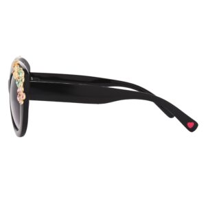 Betsey Johnson Women's Garden Party Sunglasses Round, Black, 141 mm