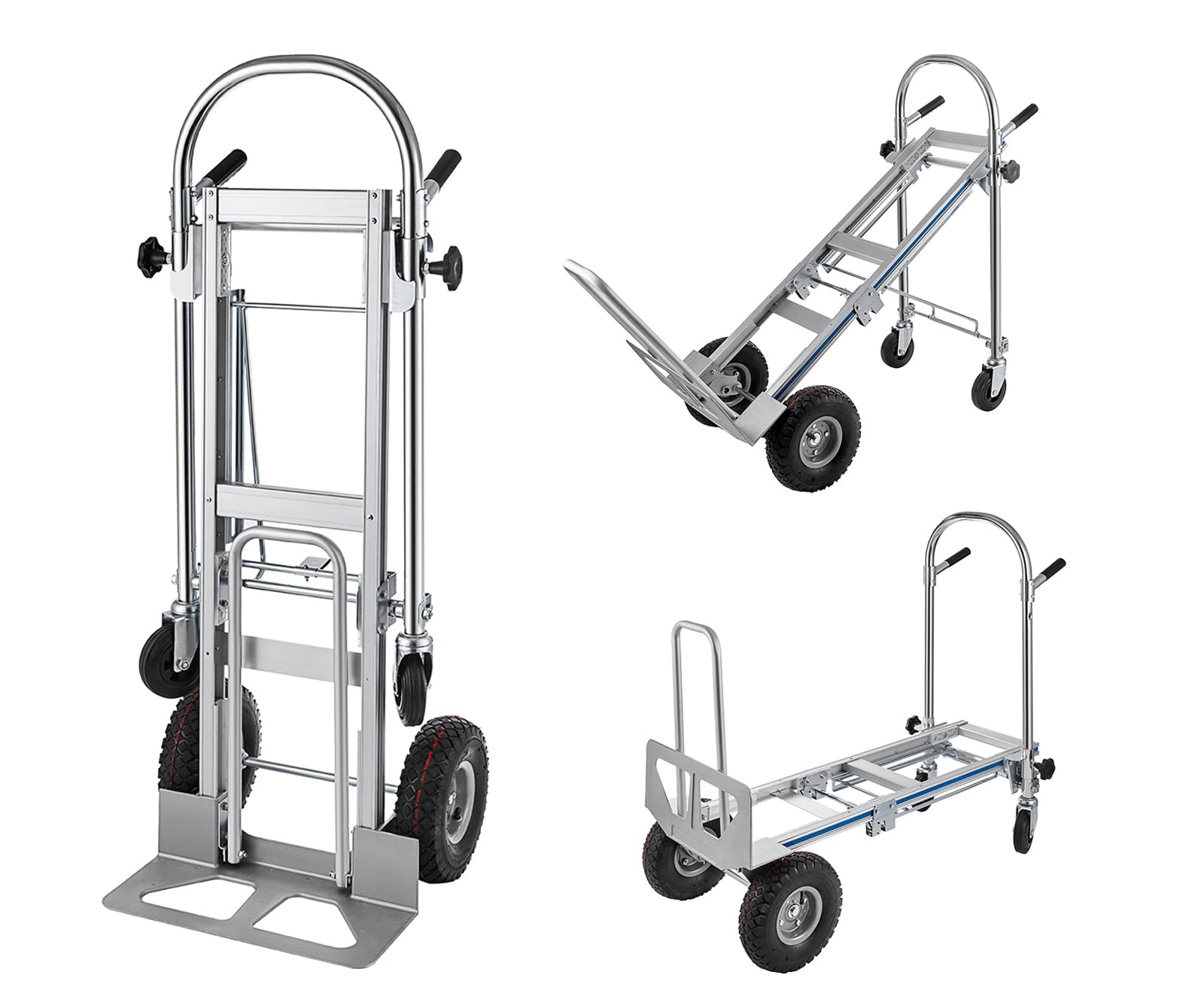 SmarketBuy 3 in 1 Convertible Hand Truck 1000 LBS Weight Capacity Heavy Duty Hand Truck Durable Aluminum and Steel Construction 4 Wheels Hand Truck Dolly