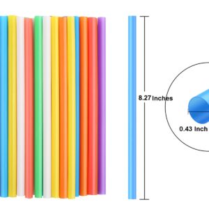 [Individually Wrapped] 100 Pcs Disposable Jumbo Smoothie Straws, Wide-mouthed Multi Colors Milkshakes Plastic Drinking Straws, (8.27" Long and 0.43" Diameter) BPA FREE