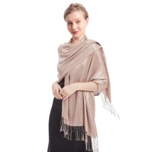 RonFoxi Rose Gold Sparkly Evening Shawls, Glittering Metallic Wraps and Scarves for Women Wedding Dresses (Rose Gold)