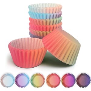 qiqee Mini Cupcake Liners Cupcake Cups 300-Count Food Grade Gradient Design Cupcake Papers Baking Cups Cupcake Wrappers(Small Size)