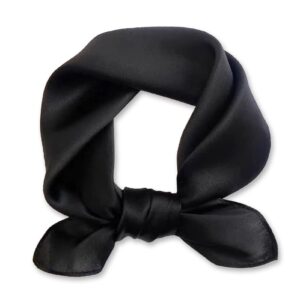 ciormis black silk scarf 21''x 21x 21''x 21 square lightweight pure mulberry silk neckerchief scarf bandana for black women(style 4-black)