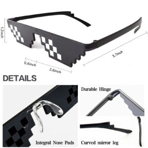 SUNOVELTIES 12 Pack Black Thug Life Party Sunglasses 8 Bit Pixelated Multicolor Mosaic Gamer MLG Photo Props Glasses for Adults Teens