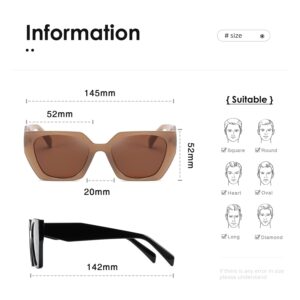 kimorn Sunglasses Womens and Men Trendy Retro Trendy Sun Glasses K1354 (Black+Camel Frame Brown Lens)