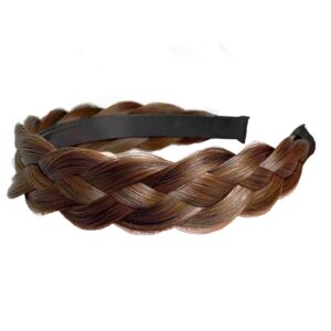 Denlydom Headband 4 Strands Synthetic Hair Plaited Headband Braid Braided With Teeth Hair Band Beauty accessory Stretch Braid Headbands Hairpiece for Women (Brown)