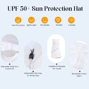 Sun Hat Womens Summer Beach Hats Wide Brim Packable Sun Visor with UV Protection Golf Hat with Ponytail Hole White Sunhat Cap