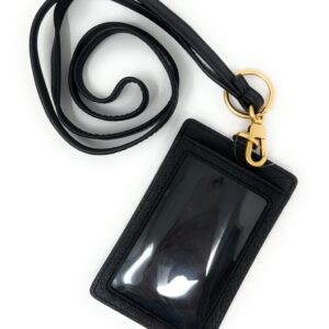 Tory Burch Emerson Leather ID Lanyard With Keyring Black