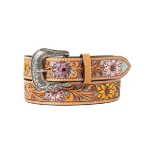 ariat western belt womens sunflower daisy tool l multi-color a1566197