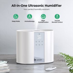 OPOWO Humidifiers for Bedroom, Cool Mist Humidifier for Baby and Plants, 5.5L(1.45 Gal) Top Fill Air Humidifier for Large Room with Essential Oil Diffuser, Sleep, Timer, Touch&Remote Control, Auto Off