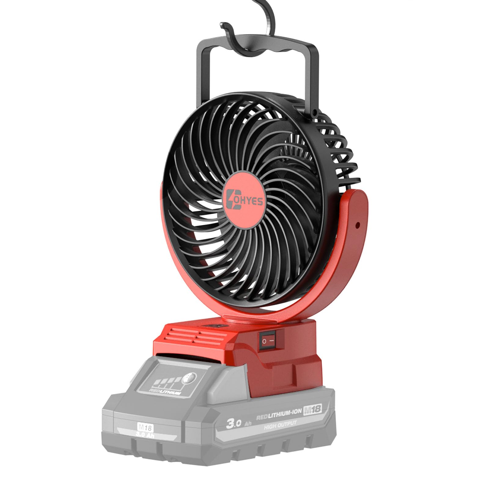 ohyes Jobsite Fan Compatible with Milwaukee M18 Battery Brushless Motor with USB A+C Fast Charging for Camping Outing & Concert(Battery not included)