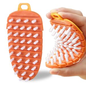 2 pcs vegetable brush,multiple segments are bendable fruit vegetable cleaning brush for all kinds fruits vegetables(orange)