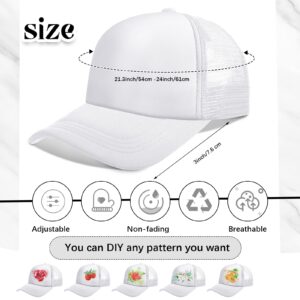 Vabean 24 Pack Sublimation Blank Cap Trucker Mesh Cap Unisex Plain Blank Baseball Hat for DIY Embroidery Sublimation Printing (White)