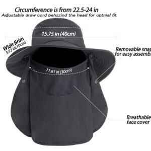 Sun Hat for Men Women, Summer UV Sun Protection Wide Brim Fishing Hat for Men with Face Cover & Neck for Hiking