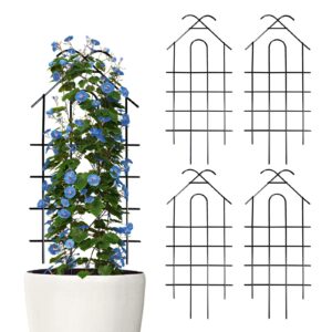 arifaro 24'' metal garden trellis for climbing plants, indoor/outdoor sturdy plant trellis for potted plants,house plants, climbing vines, pack of 4, black