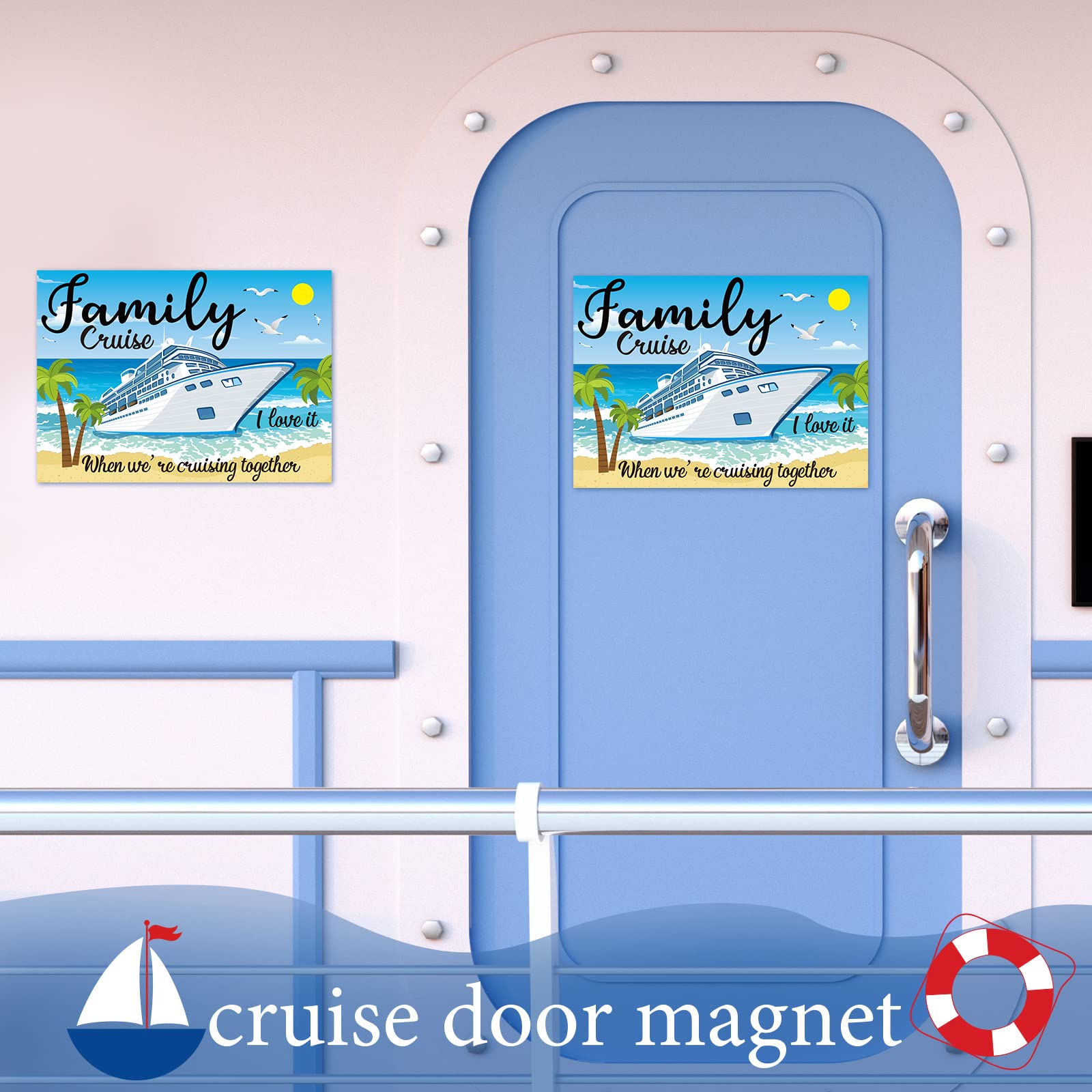 Xuhal 4 Pcs Large Cruise Door Magnets Decorations Magnetic Summer Beach Magnets Cruise Ship Magnets Funny Beach Nautical Magnet Decal Sticker for Cabin Fridge Refrigerator Car Carnival Anniversary