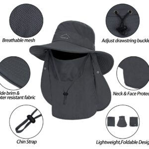 Sun Hat for Men Women, Summer UV Sun Protection Wide Brim Fishing Hat for Men with Face Cover & Neck for Hiking