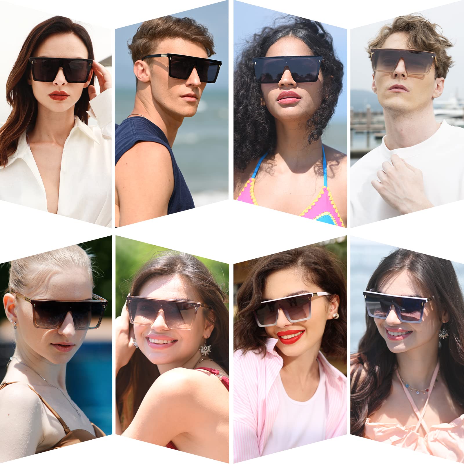 Dollger Square Oversized Sunglasses for Women Men Trendy Flat Top Big Black Shades UV400 Sunnies