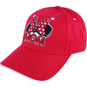 Disney Womens Minnie Mouse Mom Fan Baseball Hat (Red)