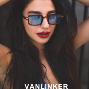 VANLINKER Retro Rectangle 90s Sunglasses for Women Men Trendy Small Square Vintage Shades VL9749 Tortoise/Blue Tinted Lens