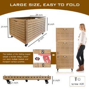 Collapsible Rolling Crate on Wheels, 440lbs Capacity Foldable Storage Bins Heavy Duty Plastic Furniture Moving Dolly Cart for Travel Shopping Luggage Office Use with Removable 360° Rotation Wheels