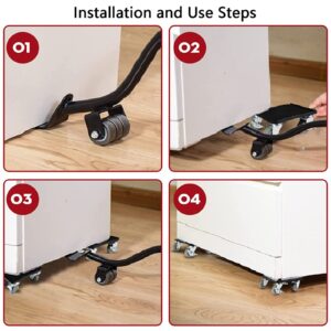 Furniture Mover 5 Wheels Heavy Duty Furniture Dolly Easy Furniture Lifter Mover Tool Set for Moving Heavy Furniture Sofa Cabinet Refrigerator，Up to1300KG / 2860 Lbs Capacity