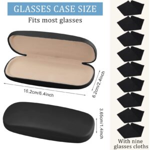 Mepase 9 Pack Black Hard Shell Eyeglasses Cases Sunglasses Case Eyeglass Case Glasses Case with Eyeglass Cloth for Men Women