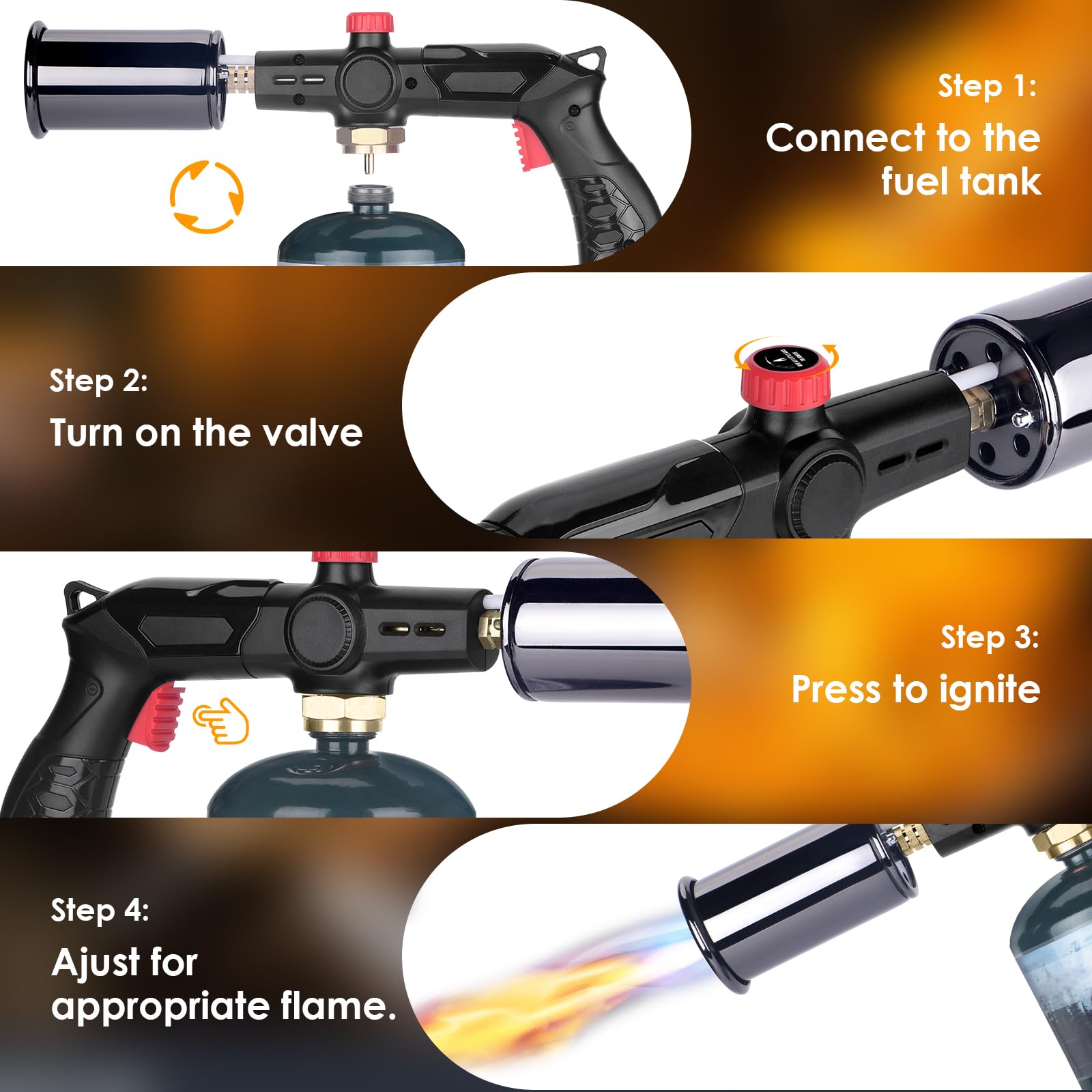 POWERFUL Kitchen Cooking Torch-Propane Torch-Sous Vide-Charcoal Torch Lighter - Grilling Culinary Kitchen Torch for BBQ Searing Steak,Creme Brulee,Campfire Charcoal Starter (Propane Tank Not Included)