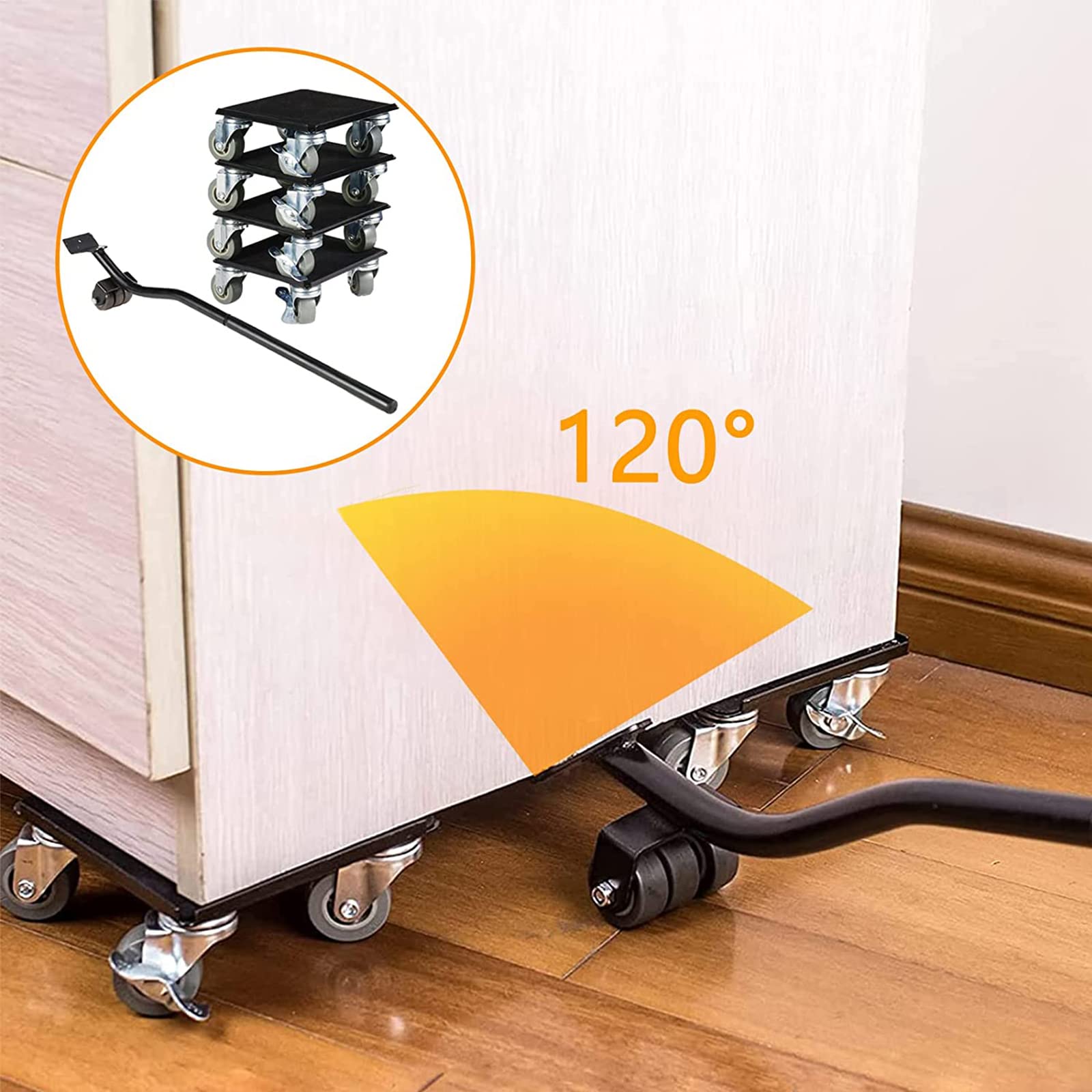 Furniture Mover 5 Wheels Heavy Duty Furniture Dolly Easy Furniture Lifter Mover Tool Set for Moving Heavy Furniture Sofa Cabinet Refrigerator，Up to1300KG / 2860 Lbs Capacity