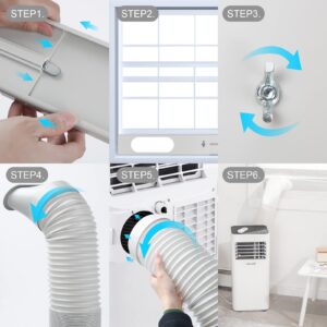 Portable AC Window Vent Kit with 5.9” Exhaust Hose Universal Window Seal Kit for Portable Air Conditioner, Adjustable Portable AC Windows Vent Kit for Sliding Horizontal and Vertical Window