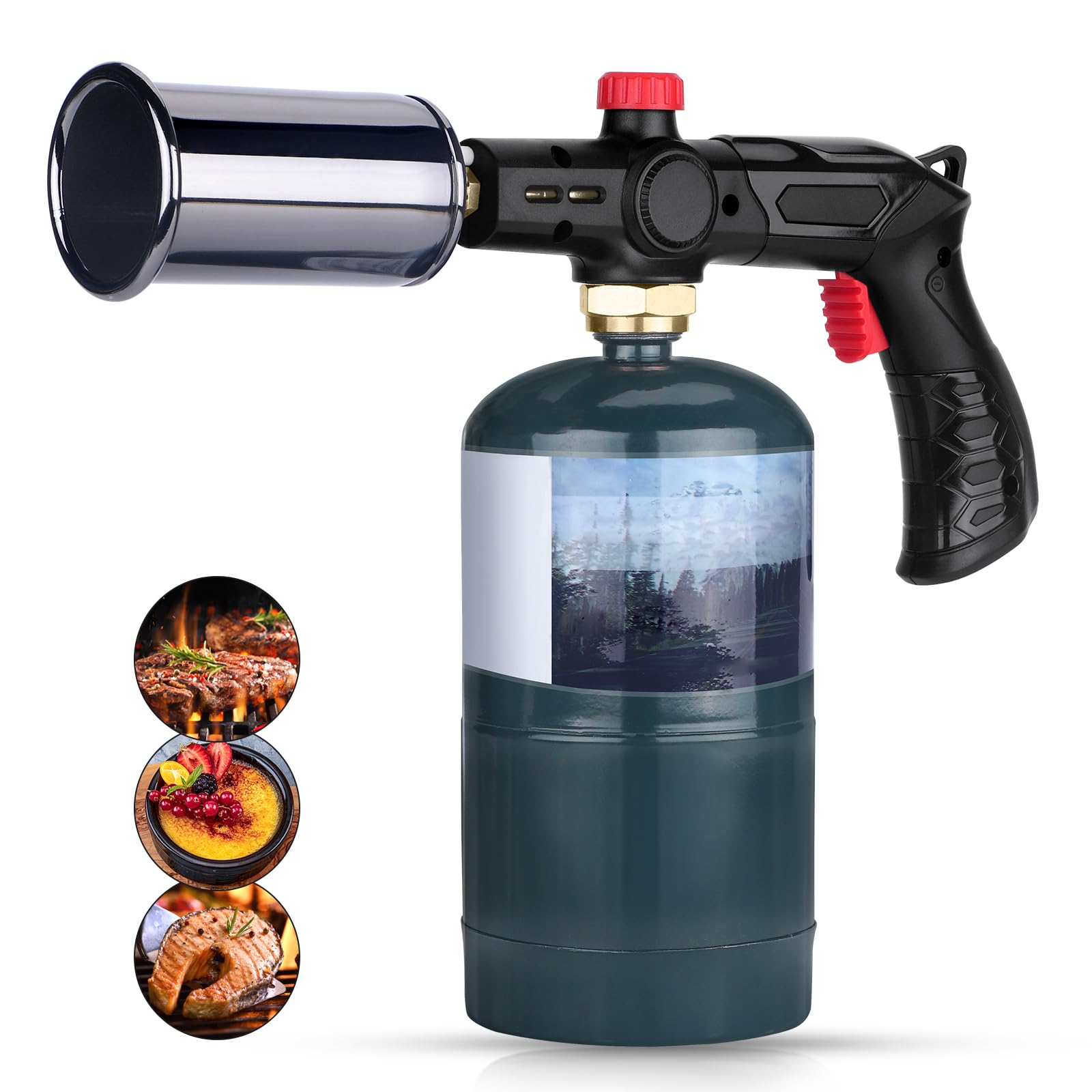 POWERFUL Kitchen Cooking Torch-Propane Torch-Sous Vide-Charcoal Torch Lighter - Grilling Culinary Kitchen Torch for BBQ Searing Steak,Creme Brulee,Campfire Charcoal Starter (Propane Tank Not Included)