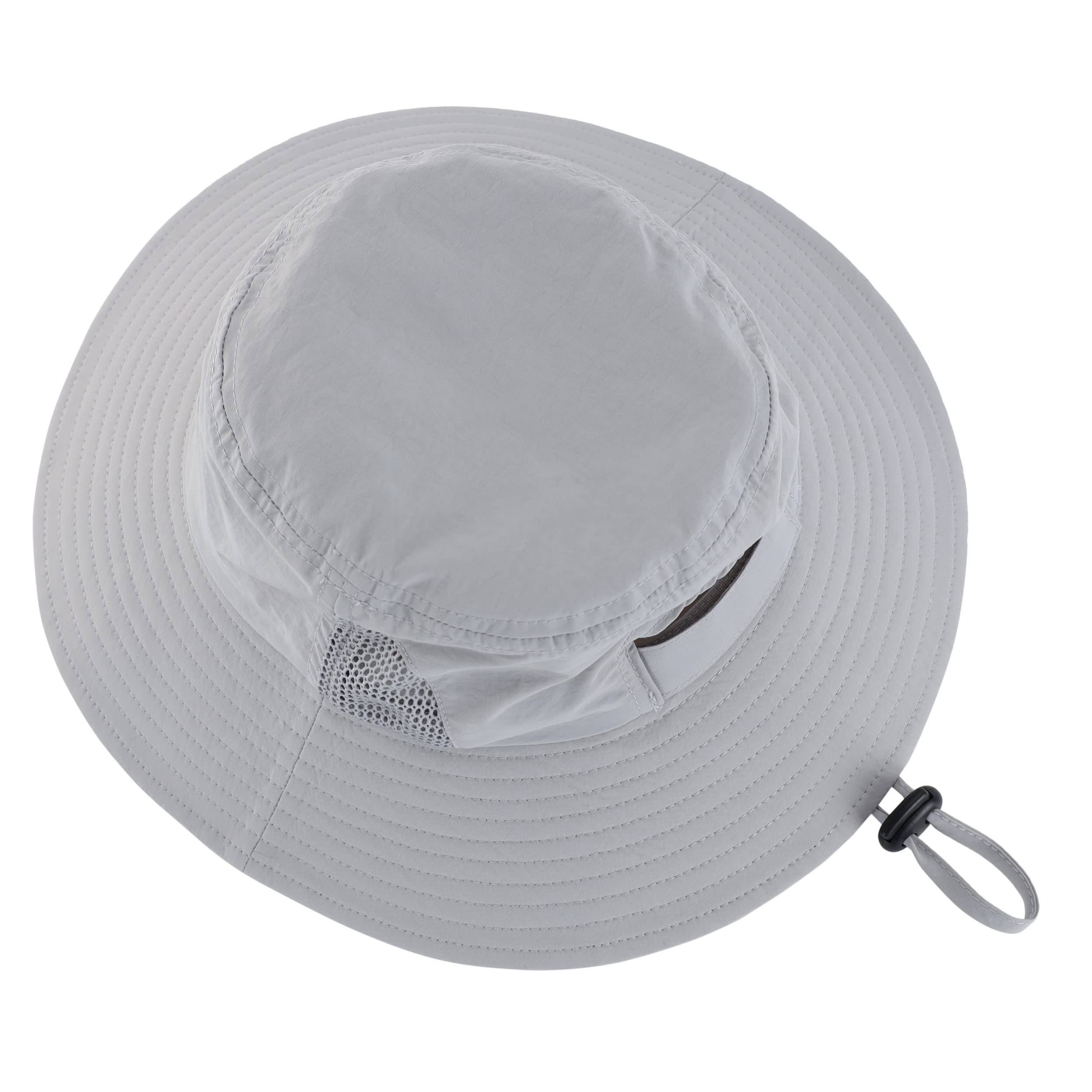 Connectyle Womens UPF 50+ Beach Sun Hat Nylon Bucket Fishing Hat with Ponytail Travle Hat Light Grey