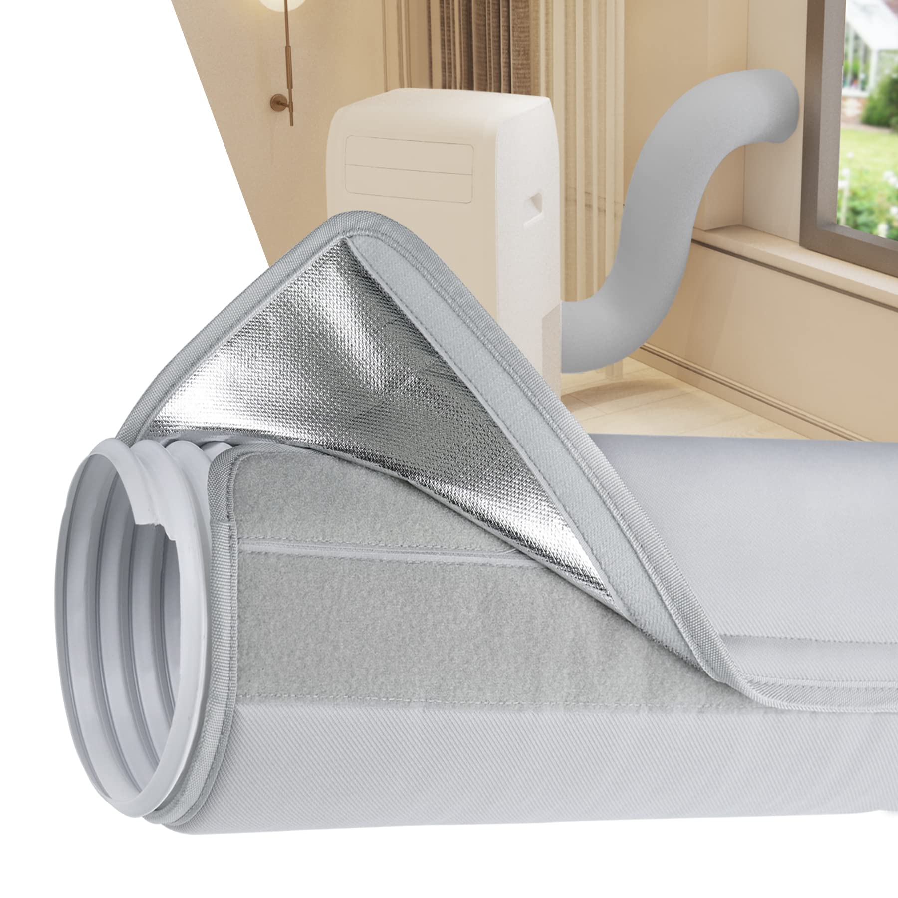 Memrita Portable Air Conditioner Hose Cover Wrap for both 5 inch and 5.9 inch Diameter Exhaust Duct Vent, Insulated AC Hose Cover for Portable Air Conditioners, Grey